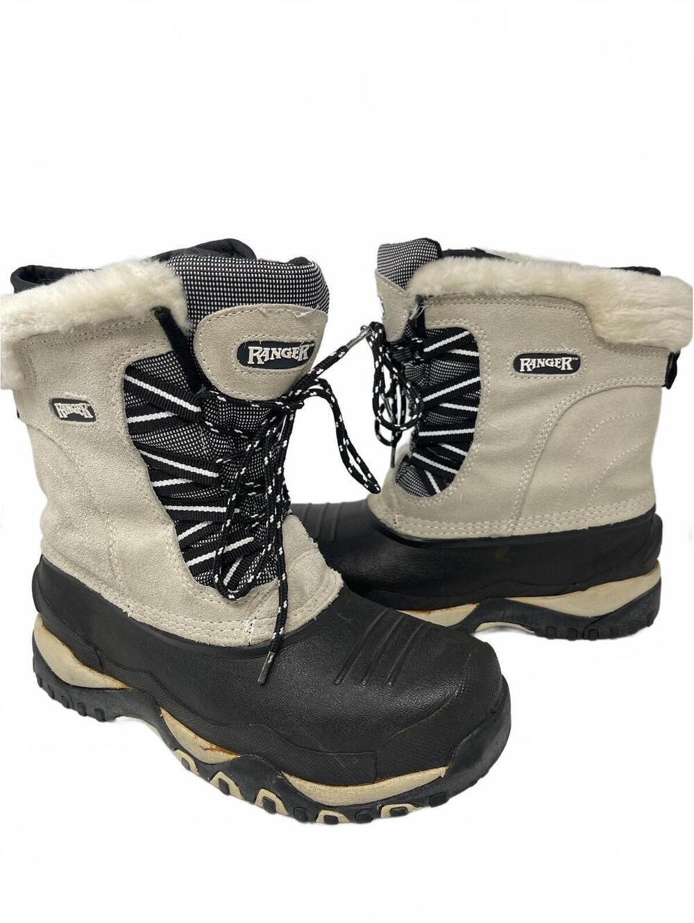 Ranger Winter Women’s Snow Boots Beige Black Waterproof Rubber Duck Boots